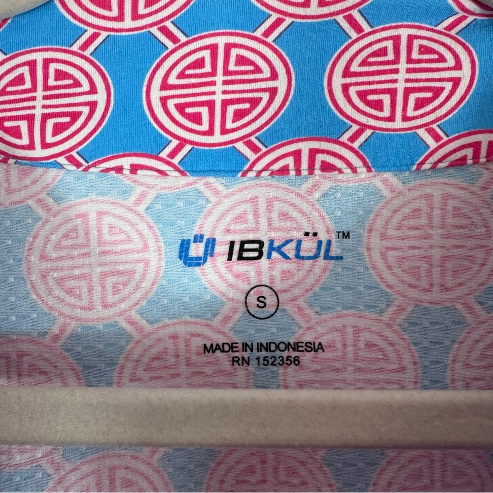 Ibkul Long Sleeve 1/4 Zip Crew Neck Dress Blue Pink Medallion Print Size Small - Picture 4 of 8